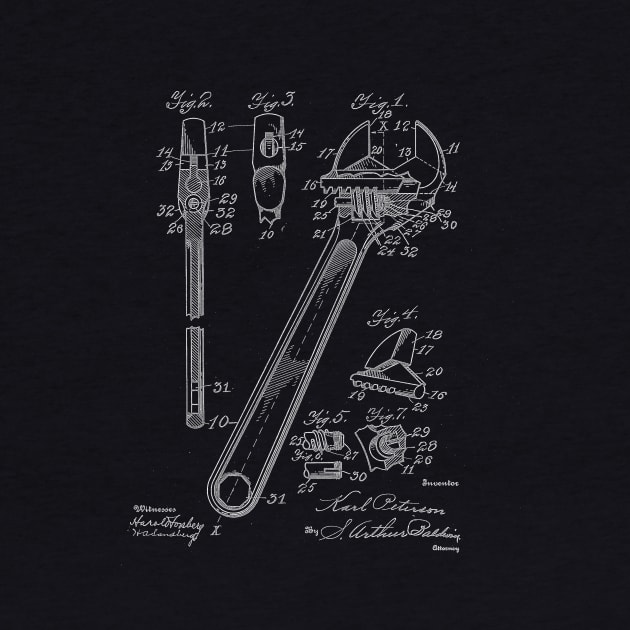 Wrench Vintage Patent Drawing by TheYoungDesigns